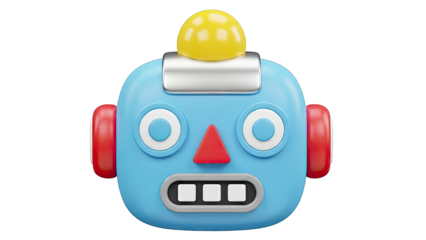 Cute 3D Blue Robot Face with Yellow Dome