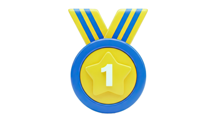 First Place Medal with Star and Number 1