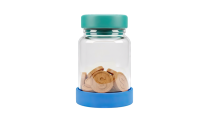 Glass Jar Filled with Wooden Coins