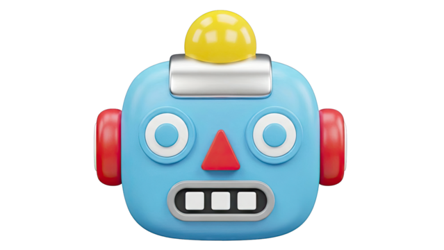 Cute 3D Blue Robot Face with Yellow Dome - Powered by Adobe