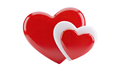 Two Interlocking Hearts: Red and White