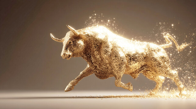 株式市場の強気相場を象徴する雄牛
