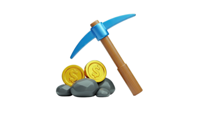 Pickaxe and Gold Coins