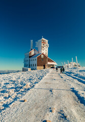 The road to the śnieżne kotły  and the former closed shelter, Lower Silesia, Poland.