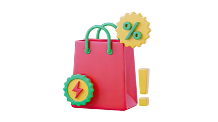 Shopping bag with sale and discount icons