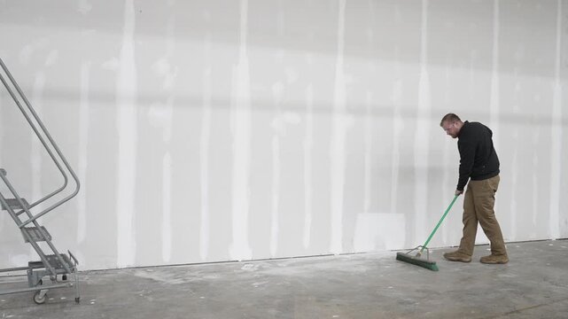 Man sweeping jobsite