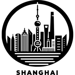 Obraz premium Shanghai Skyline Vector Icon