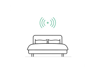 Smart Bed with Wireless Signal - Connected Sleep Technology Icon