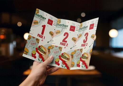 Tri Fold Brochure Mockup In Hand