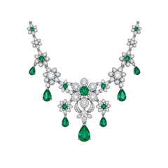 Emerald Diamond Flower Necklace Jewelry