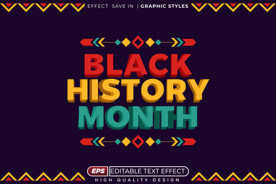 Editable 3d text effect black history month for poster and banner template - Powered by Adobe