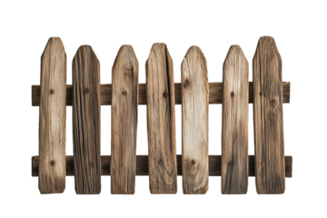 Old Wooden Fence Isolated on White and Png Transparent Background