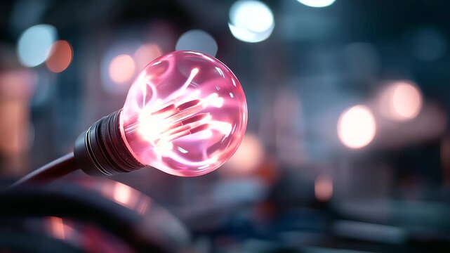 Illuminated plasma background display defocused energy visualization electrical phenomenon concept power flow representation abstract electricity imagery with copy space