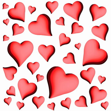 Cuori rossi tridimensionali