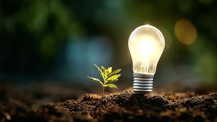 Illumination device tree with sunlight on soil defocused environmental background save world concept energy power visualization ecological sustainability symbolism green - Powered by Adobe