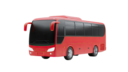 Red Coach Bus 3D Rendering