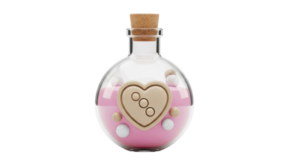 Pink Potion Bottle with Heart Design and Cork Stopper
