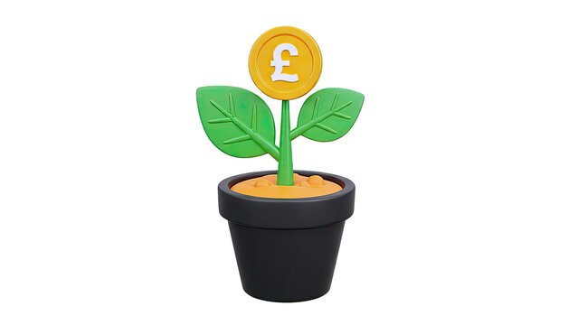 Plant with British Pound Symbol Coin