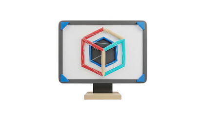 Geometric Sculpture on a Whiteboard Display