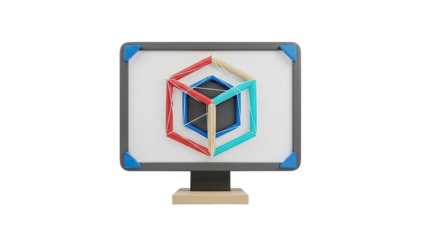 Geometric Sculpture on a Whiteboard Display