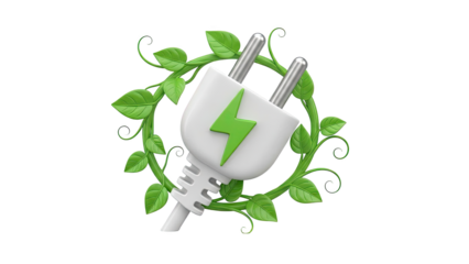 Green Energy Plug with Leaves