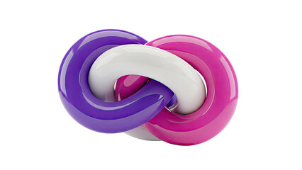 Interlocking Rings of Purple, Pink, and White