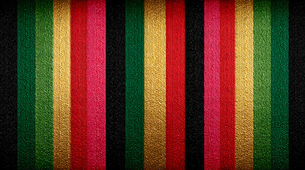 black history month design, elegant backdrop for celebrating black history month with kente-inspired stripes in vibrant colors of black, red, yellow, and green, finished with subtle gold accents for a