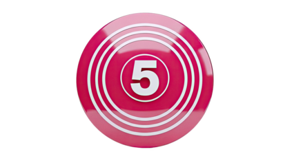 Pink Circle with White Number 5 and Concentric Rings