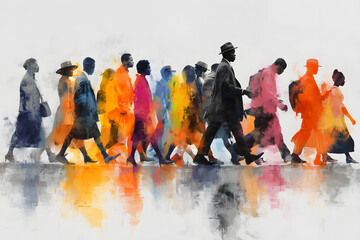 Black History Month Abstract Togetherness African American Black Ethnicities Marching Celebrate Community Strength Activism Equality Diversity