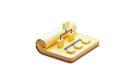 Isometric Organization Chart on Rolled Blueprint