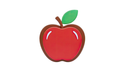 Red Apple Icon with Leaf and Stem