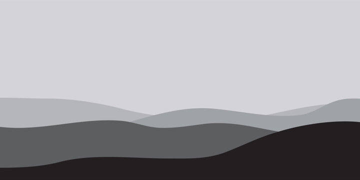 Layered grey abstract landscape with undulating wavy shapes and minimalist design.