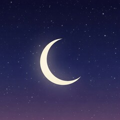 Luminous crescent moon casts a soft, enchanting glow across the boundless, star-dusted velvet night sky, inspiring quiet contemplation and universal wonder