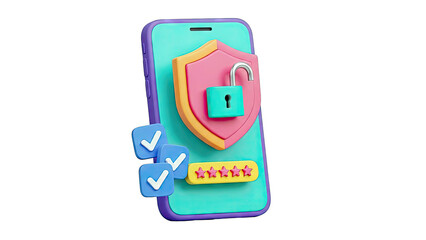 Smartphone Security and Verification 3D Illustration