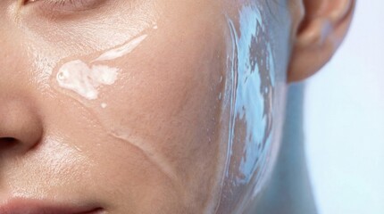 Fototapeta premium Deep Hydration Moisture Barrier On Female Face Glass Skin Look