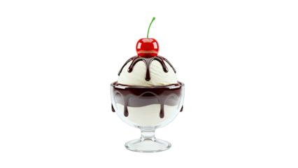 Ice Cream Sundae with Chocolate Syrup and Cherry