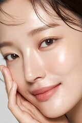 Minimal Beauty Portrait of a Woman with Glowing Smooth Skin