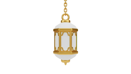 Ornate Gold and White Hanging Lantern