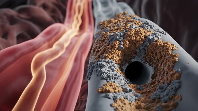Clogged Artery with Plaque Buildup.