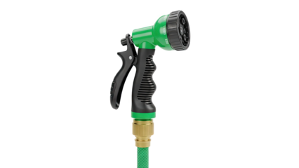 Green and Black Adjustable Spray Nozzle with Hose Connector