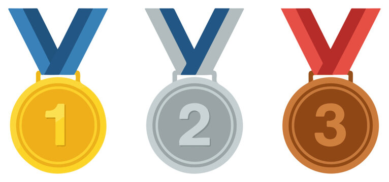 Three Award Medals Displaying First Second and Third Place.