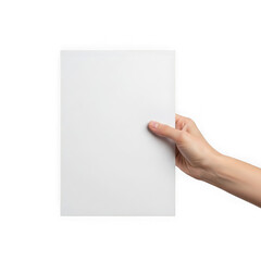 Obraz premium Hand holding blank paper isolated on transparent background