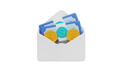 Envelope with Money and Coins