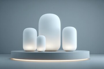 Minimalist Display of Abstract White Shapes on Modern Stand