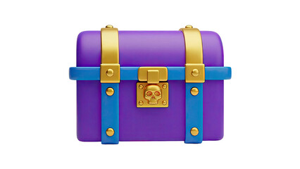 Purple Treasure Chest with Gold and Blue Accents and Skull Lock