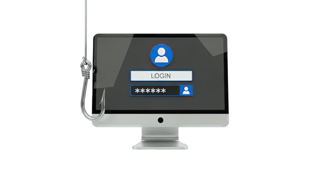 Phishing Hook on Computer Login Screen - Powered by Adobe