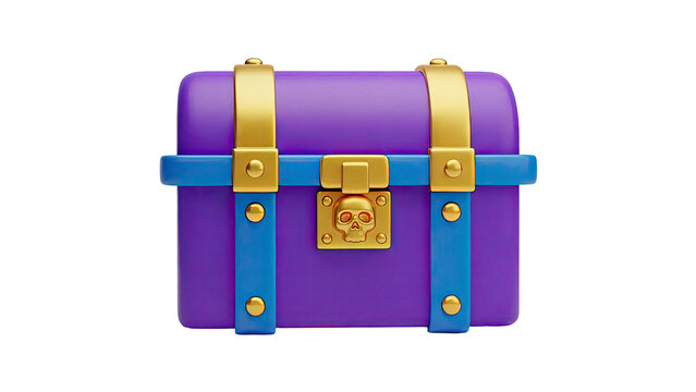 Purple Treasure Chest with Gold and Blue Accents and Skull Lock