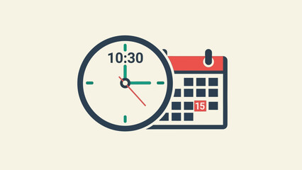 Fototapeta premium Clock and Calendar Illustration Design Elements.