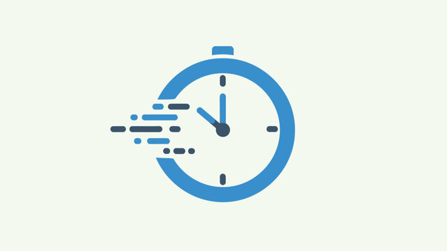 Blue Stopwatch Icon with Motion Effect.