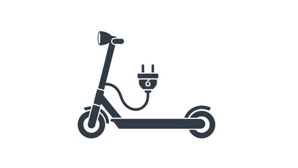 Electric Scooter Charging on White Background.